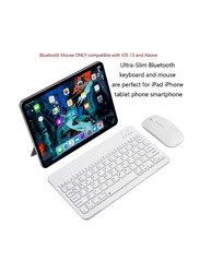 Gennext Ultra-Slim Bluetooth Keyboard and Mouse Combo Rechargeable Portable Wireless English Keyboard Mouse Set for Apple iPad iPhone iOS 13 and Above Samsung Tablet, White
