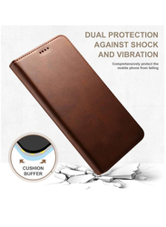 Apple iPhone 15 Pro Max 6.7" Protective Leather Kickstand Wallet Mobile Case Cover with Card Holder And Phone Grip, Brown