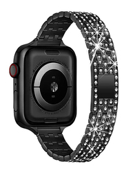 Gennext Slim Jewellery Bling Band Diamond Rhinestone Bracelet for Apple Watch Series SE 7/6/5/4/3/2/1 41mm/40mm/38mm, Black