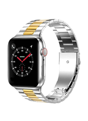 Replacement Stainless Steel Strap for Apple iWatch Series 8/7/6/5/4/3/2/1/SE/Ultra 49/45/44/42mm, Silver/Gold