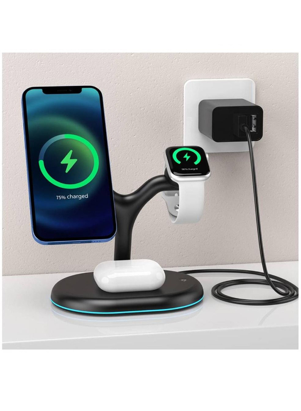 Gennext 3-in-1 Wireless Charger Dock Station, Black