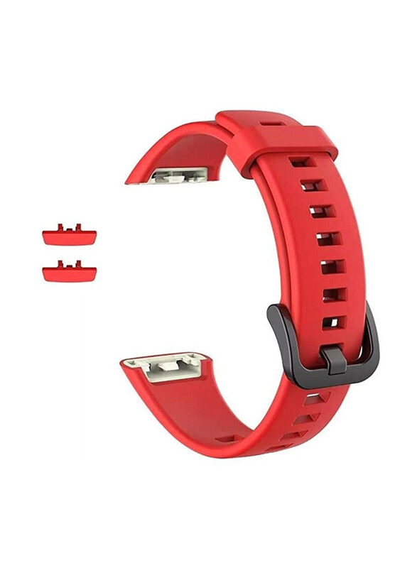 Gennext Adjustable Silicone Replacement Sports Watch Strap for Huawei Band 6/Honor Band 6, Red