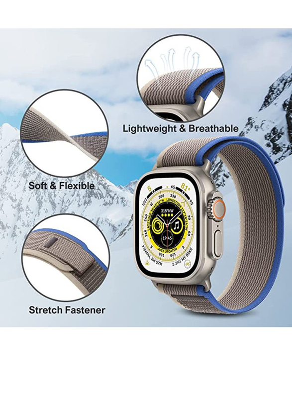 Zoomee Trail Loop Watch Band Strap for Apple Watch Ultra 49mm/45mm/44mm/42mm, Blue/Grey
