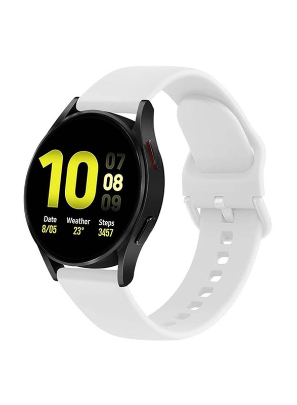 Gennext Adjustable Quick Release Silicone Replacement Band for Samsung Galaxy Watch 4/4 Classic/5/5 Pro/6/6 Classic, White