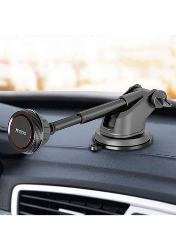 Yesido C67 Angle Adjustable Telescopic Long Arm Mobile Phone Car Holder, Black