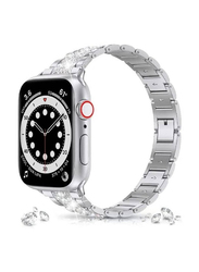 Gennext Stainless Steel Replacement Women Jewellery Bling Diamond Band for Apple Watch Series 7/6/5/4/3/2/1/SE 45mm 44mm 42mm/Ultra Watch 49mm, Silver