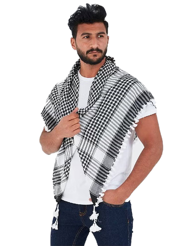 

Gennext Plaid Arabic Shemagh Scarf, Black/White