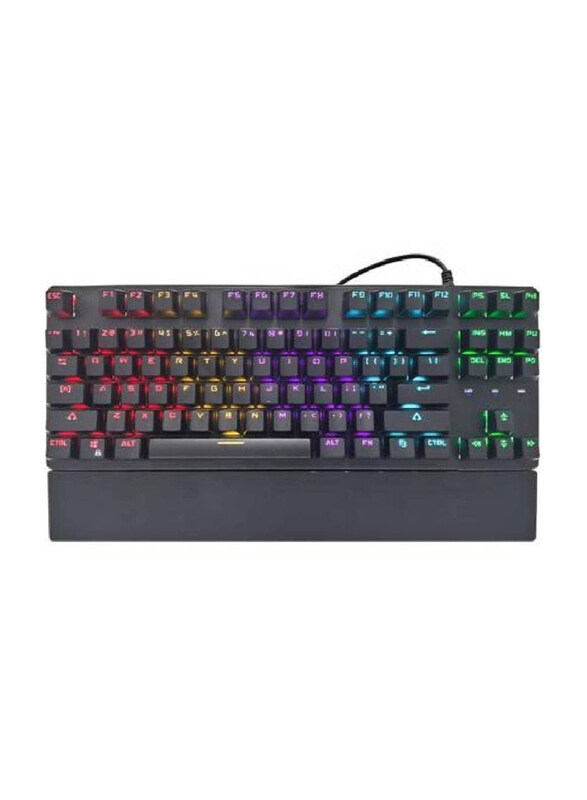 Gennext KL87 TKL RGB Mechanical Gaming English Keyboard Wrist Rest Blue Switch, Black