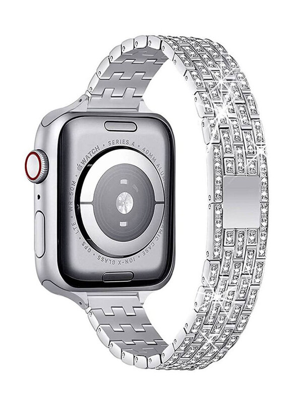 

Gennext Women Slim Jewellery Bling Diamond Rhinestone Bracelet Band for Apple Watch Series SE 7/6/5/4/3/2/1 45mm/44mm/42mm & Ultra Watch 49mm, Silver