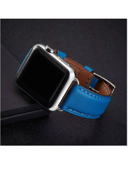 Gennext Replacement Genuine Leather Strap for Apple iWatch Series 8/7/6/5/4/3/2/1/SE/Ultra 49mm/42mm/44mm/45mm, Blue