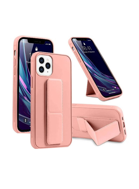 

Zoomee Apple iPhone 13 Pro Max Magnetic Foldable Back Stand with Finger Strap & Hand Grip Mobile Phone Case Cover, Pink