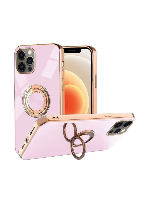 

Gennext Apple iPhone 14 Max Design Soft TPU Edge Plating 360 Degree Rotation Ring Holder Kickstand Protective Anti-Scratch Mobile Phone Back Case Cove
