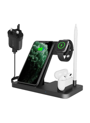 Gennext Qi-Certified 4 in 1 Wireless Charging Station with Adapter, Black