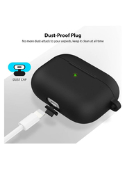 Gennext Protective Shockproof Silicone Supports Wireless Charging with a Durable Carabiner for Apple Airpods Pro, Black