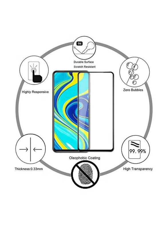 Gennext Mi Redmi Note 9 Full Glue Tempered Glass Screen Protector, Clear