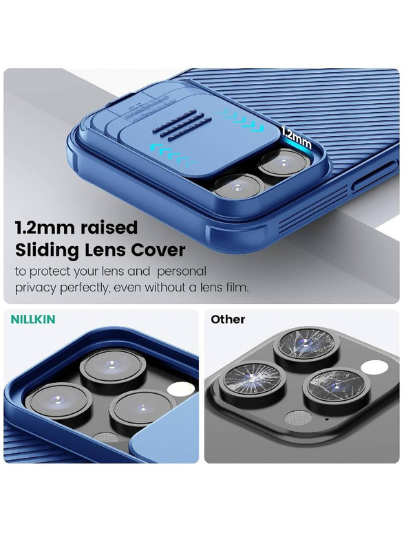 Nillkin Apple iPhone 15 Pro Max Magnetic Mobile Phone Case Cover with Camera Cover, MagSafe, CamShield Pro, Magnetic Car Mount & Built-in Magnet Circle, Blue