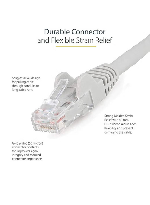 Gennext 20-Meters Full Copper Cat 6 Gigabit Ethernet Cable, Cat6 Gigabit Ethernet Adapter to Ethernet for Networking Devices, White