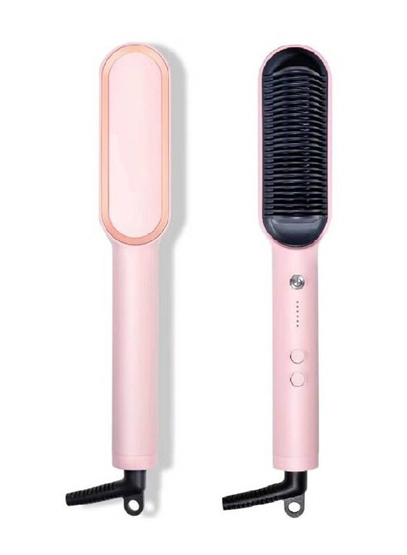 

Gennext Electric Hair Straightener Brush with Ceramic Styling Comb, Pink