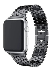 Gennext Stainless Steel Metal Replacement Band Honeycomb Design for Apple Watch 42/44/45/49mm, Black