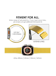 Gennext Stainless Steel Replacement Band with Folding Clasp for Apple Watch 42/44/45/49mm, Gold