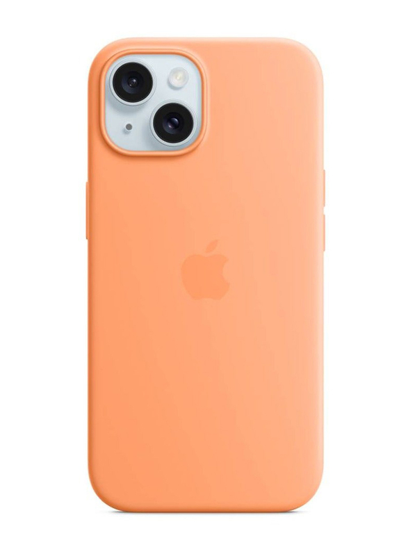 Gennext Apple iPhone 15 Silicone Mobile Phone Case Cover, Orange