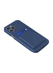 Apple iPhone 14 Pro Protective Shockproof Card Slot Luxury Rubber Mobile Phone Case Cover, Dark Blue