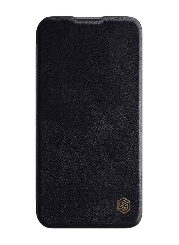 Nillkin Apple iPhone 14 Plus Premium Leather Durable Shockproof Wallet Flip Mobile Phone Case Cover with Card Holder, Black