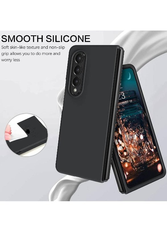 Gennext Samsung Galaxy Z Fold 4 Protective Soft Silicone Gel Rubber Bumper Slim Hard PC Thin Shockproof Case Cover, Black