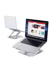 Gennext Adjustable Riser Height Laptop Stand with Cooling Fan for All Laptop, Silver