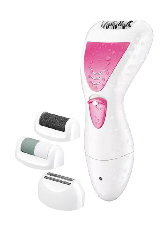 Gennext 4-in-1 Rechargeable Lady Shaver & Epilator Set, GM-7006, White/Pink