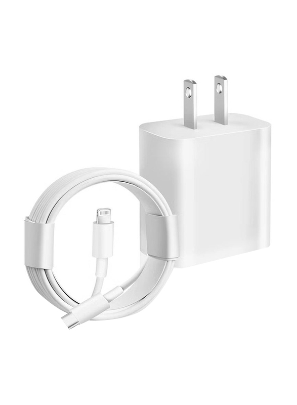 

Gennext 20W Fast Charger Wall Adapter, Apple MFi Certified, with 3-Feet Lightning Charging Cable for Smartphones, White