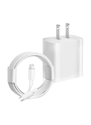 Gennext 20W Fast Charger Wall Adapter, Apple MFi Certified, with 3-Feet Lightning Charging Cable for Smartphones, White