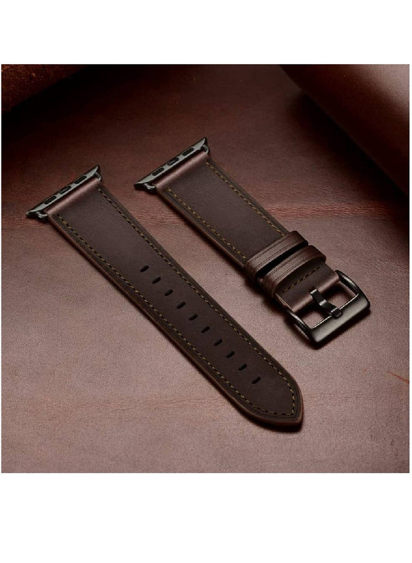 Gennext Replacement Genuine Leather Band for Apple Watch Series 8/7/6/5/4/3/2/1/SE/Ultra 49mm/45mm/44mm/42mm, Brown