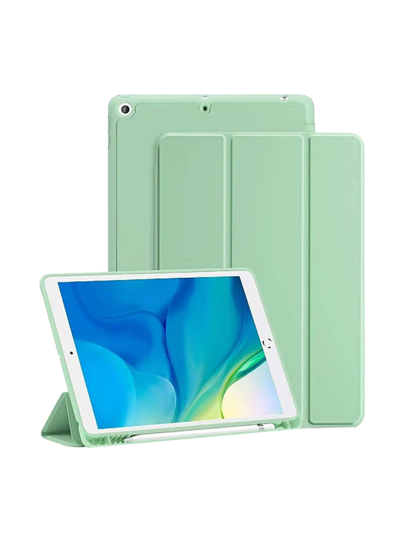 Gennext Apple iPad 9th/8th/7th Generation (2021/2020/2019) Pencil Holder Slim Soft TPU Smart Magnetic Stand with Protective Tablet Phone Back Case Cover, Green