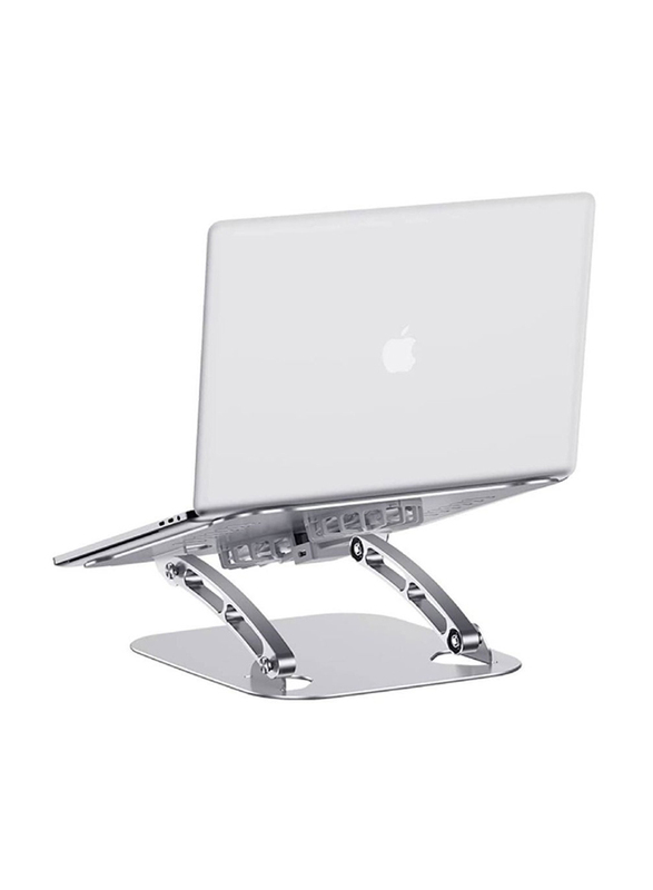 Gennext Adjustable Riser Height Laptop Stand with Cooling Fan for All Laptop, Silver