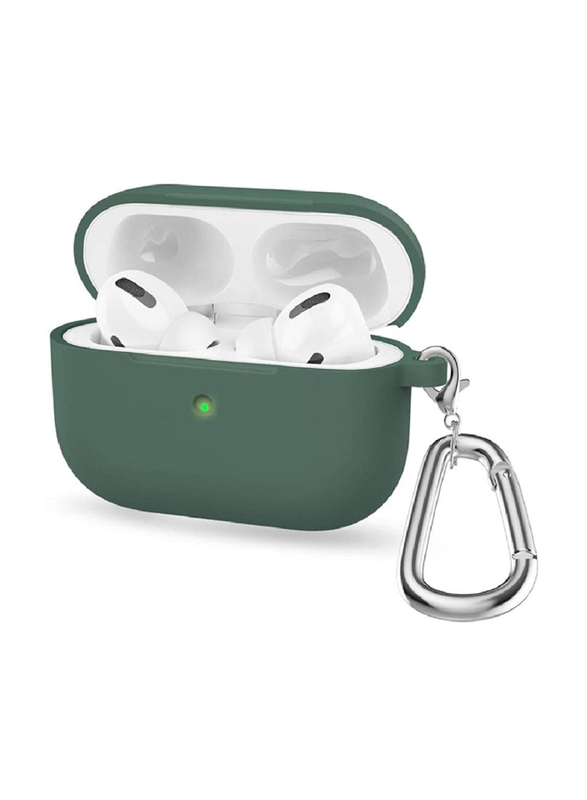 Gennext Protective Shockproof Silicone Supports Wireless Charging with a Durable Carabiner for Apple Airpods Pro, Green