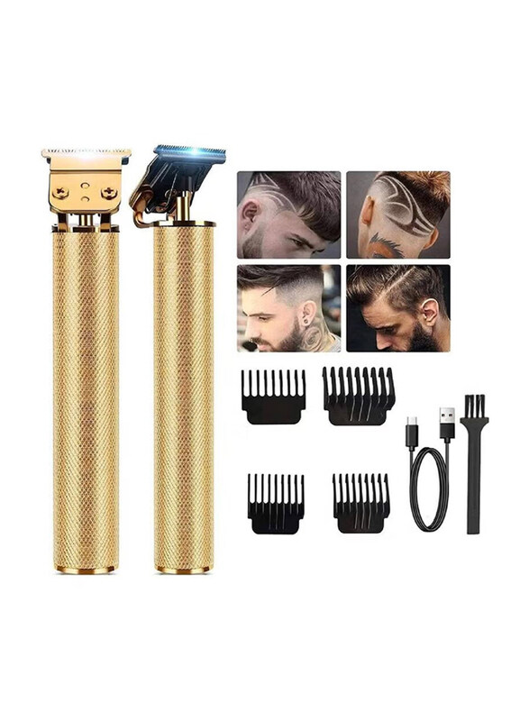 

Gennext Professional Rechargeable Cordless Hair Trimmer/Clippers Grooming Kit with Zero Gapped T-Blade Beard Trimmer & Guide Combs Gifts for Men, Gold