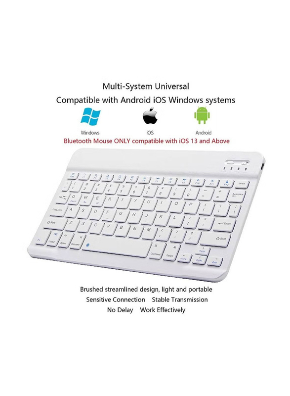 Gennext Ultra-Slim Bluetooth Keyboard and Mouse Combo Rechargeable Portable Wireless English Keyboard Mouse Set, White