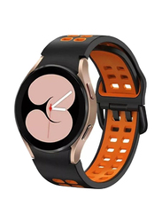 Gennext Two Colour Silicone Replacement Band for Samsung Galaxy Watch 6 Classic 47/43mm/5 Pro 45mm/4 Classic 46/42mm, Black/Orange