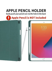 Gennext Apple iPad 9th/8th/7th Generation Smart Magnetic Stand Protective Slim Soft TPU Tablet Flip Case Cover with Pencil Holder, Dark Green