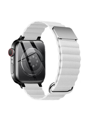 Gennext Magnetic Leather Loop Strap Watch Band for Apple Watch Ultra 49mm/Series 8 45mm/44mm/42mm, White