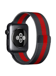 Gennext Dado Milanese Stainless Steel Mesh Type Loop Strap with Add on Screen Protector for Apple Watch 42mm, Black/Red