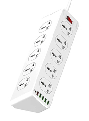 Gennext 10-Way Power Extension Cord, White