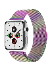 Gennext Stainless Steel Metal Strap Milanese Loop Alloy Replacement Band for Apple iWatch Series 7/SE/6/5/4/3/2/1, Multicolour