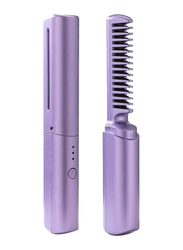 Gennext Rechargeable Portable Cordless Mini Hair Straightener with Electric Hot Comb & Travel Flat Negative Ion Hair Straightener Brush, Purple