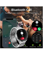 Split Screen Fitness Activity Smartwatch with Heart Rate Blood Pressure Sleep Monitor Bluetooth Call IP67 Waterproof, Silver