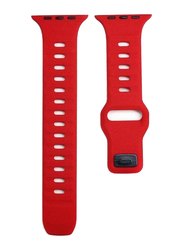 Gennext Soft Horizontal Silicone Breathable Design Strap for Apple Watch Series Ultra 2/9/8 Ultra/8/7/6/5/4/3/SE 49/44/45/42mm, Red