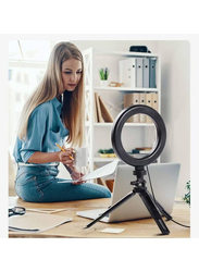 LED Selfie Ring Light with Tripod Stand & Phone Holder for YouTube/Live Streaming/Zoom Meeting Calls, Black