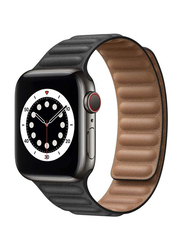 Zoomee Durable Magnetic Genuine Leather Strap for Apple Watch 42mm 44mm/45mm/49mm, Black