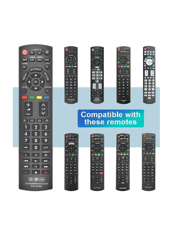 Gennext Universal Remote Control Compatible Replacement for Panasonic TV/VIERA Link/HDTV/ 3D/ LCD/LED, N2QAYB000485, Black